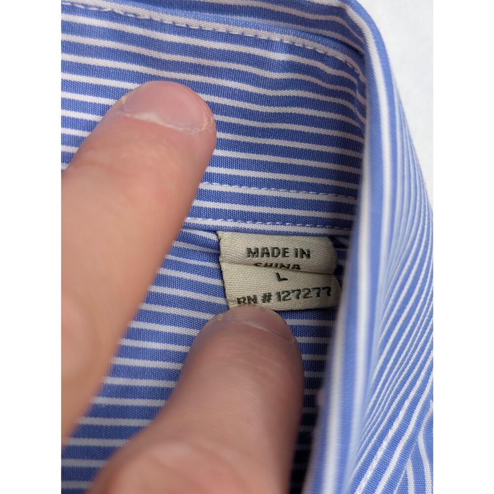 Donald Ross Mens Button Down Shirt Large Stripe Blue White ODCC Golf - Picture 2 of 9